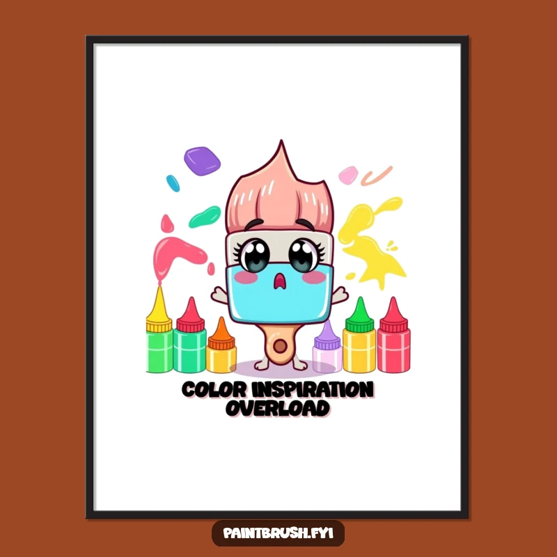Funny Paintbrush Poster: Rainbow Surprise Art Print, Perfect Colorful Wall Decor!