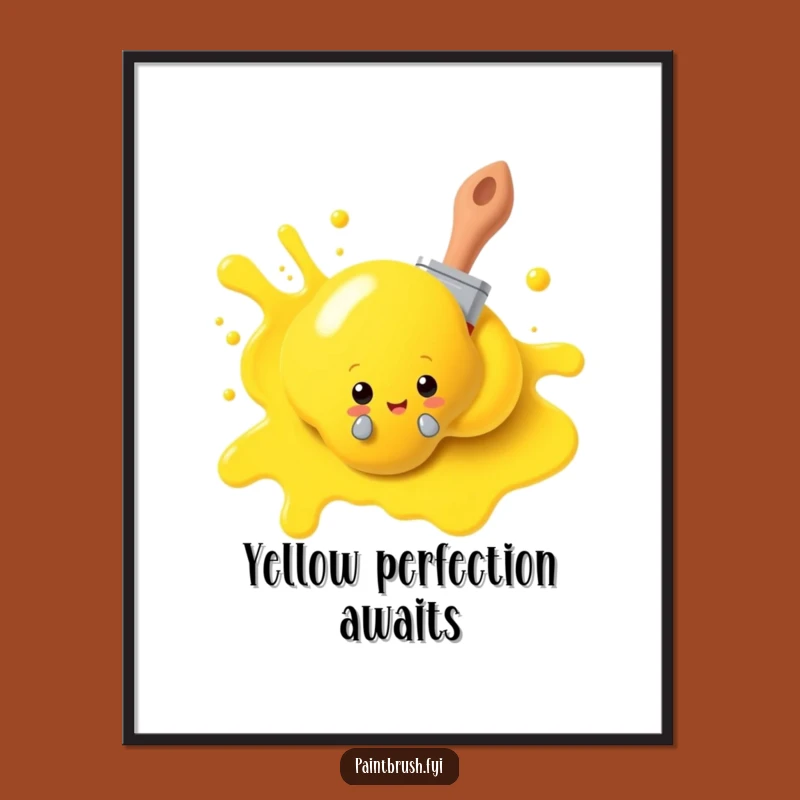 Funny Paintbrush Art Poster: Yellow Paint Playfulness - Great Decor Gift!