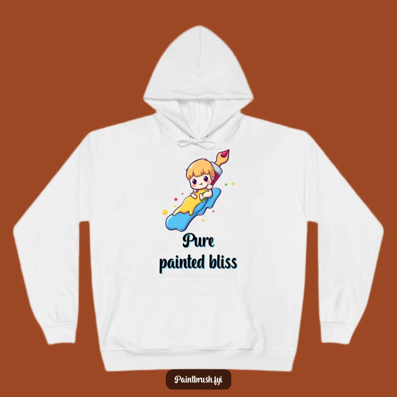 Funny Paintbrush Hoodie: Cozy Fun on a Rainbow Slide