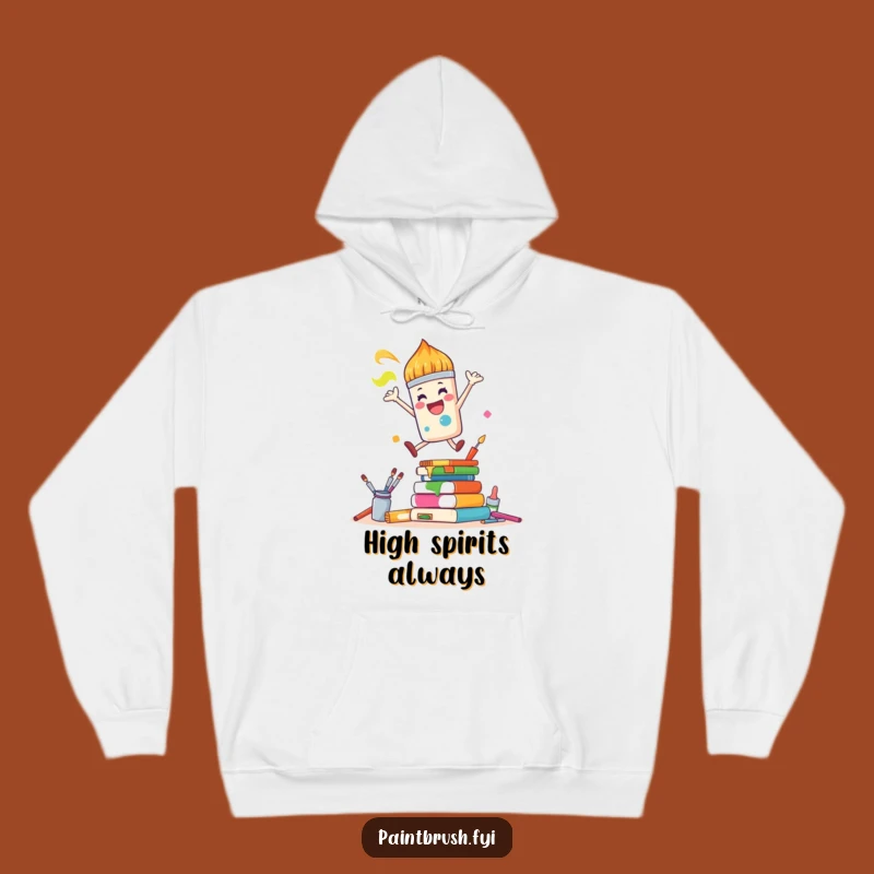 Funny Paintbrush Hoodie: Cozy Leap of Joy, Perfect Art Enthusiast Gift!