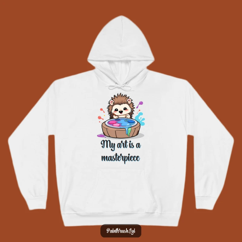 Cozy Funny Hedgehog Hoodie: Stay Warm with Artistic, Rolling Paint Fun