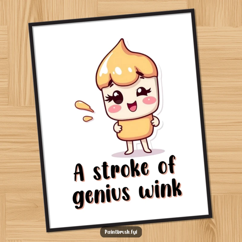 Funny Free Printable Wall Art: A charismatic paintbrush character gives a playful wink, a bold paint streak adding to its stylish personality.