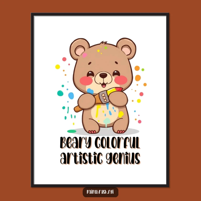 Free Printable Wall Art: Rainbow Bear Artist, Quirky DIY Downloadable Decor