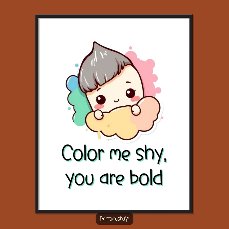 Free Printable Wall Art: Shy Paintbrush, Cute Downloadable Home Decor