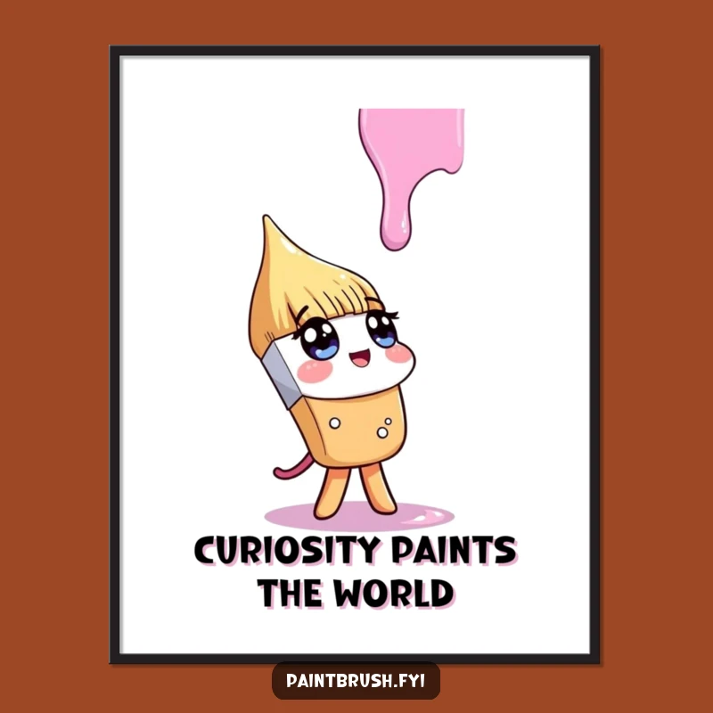 Free Printable Wall Art: Curious Paintbrush Drip - Whimsical Downloadable Decor