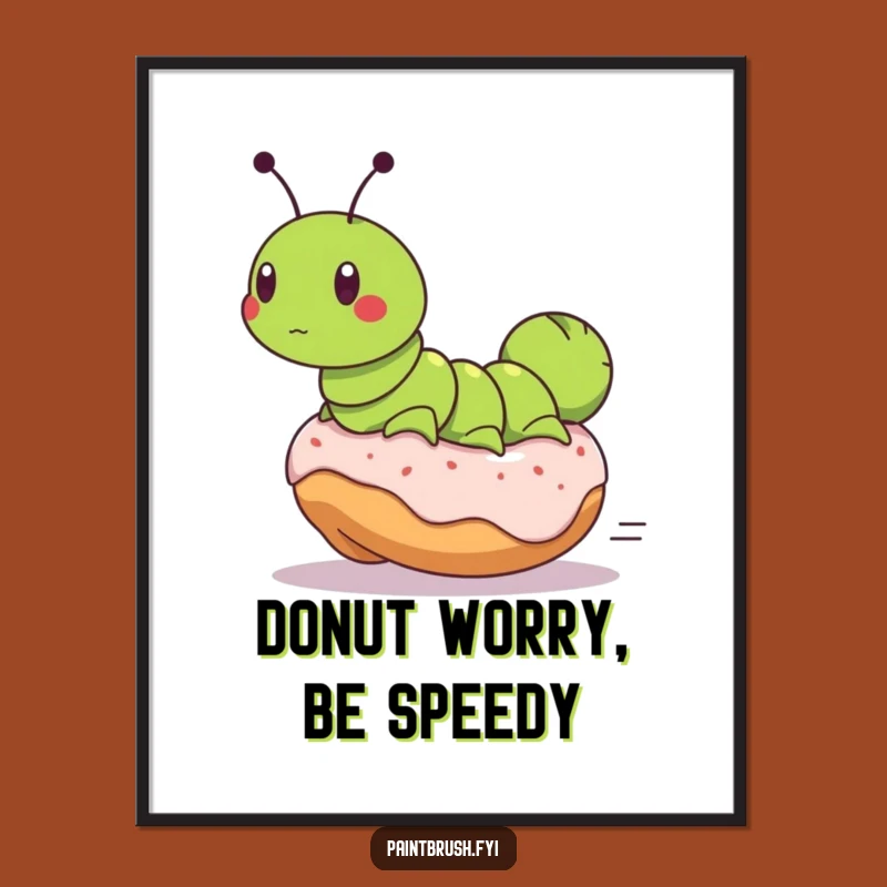 Funny Free Printable Wall Art: Caterpillar Donut Dash Adventure, Quirky Downloadable Decor
