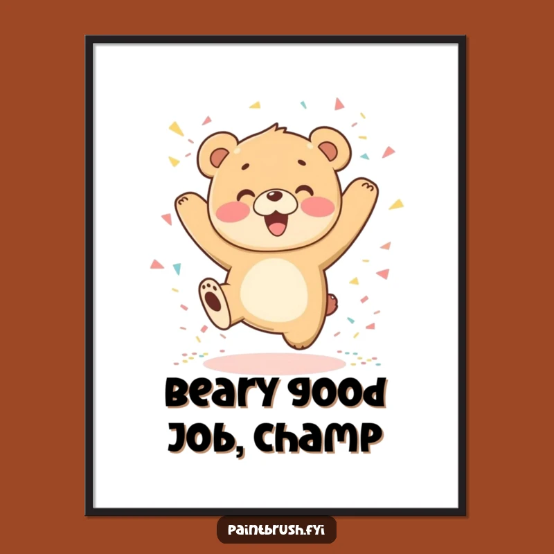 Free Printable Wall Art: Energetic Bear Cub for a Playful Downloadable Decor