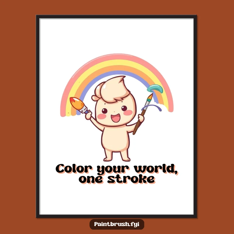 Free Printable Wall Art: Rainbow Paintbrush, Cheerful Downloadable Home Decor