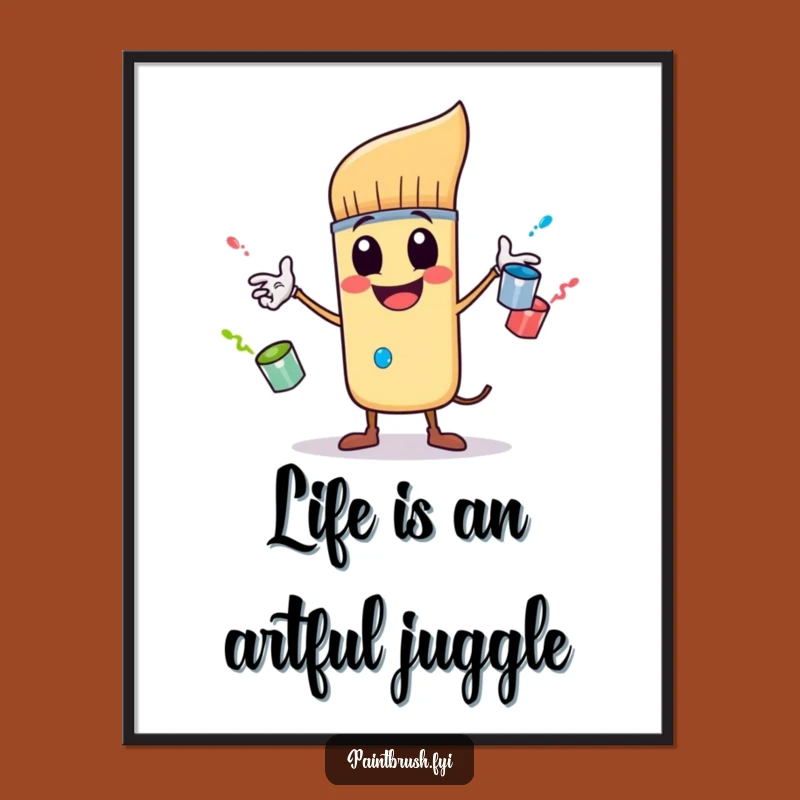 Funny Free Printable Wall Art: Juggling Paint Pots, Humorous Downloadable Decor