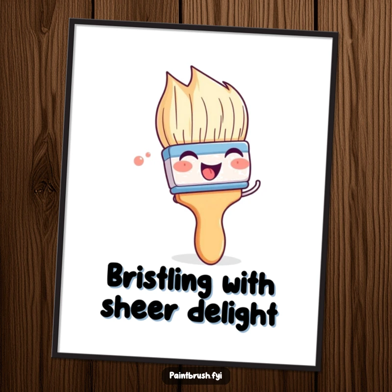 Funny Free Printable Wall Art: A paintbrush character playfully wiggles its bristles with pure glee, creating a vibrant and amusing piece of decor.