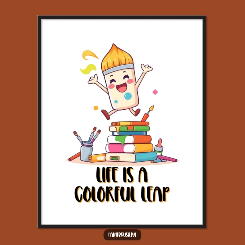 Free Printable Wall Art: Joyful Paintbrush Leap - Dynamic Creative Downloadable Decor