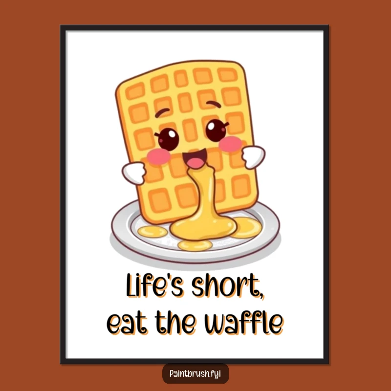 Free Printable Wall Art: Whimsical Waffle Syrup Splash, Downloadable Funny Art