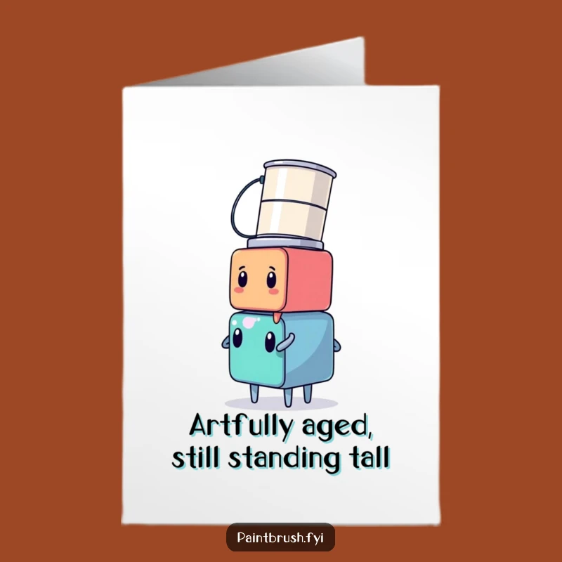 Funny Free Printable Birthday Card: Paint Can Head Cube Character DIY Downloadable Gift