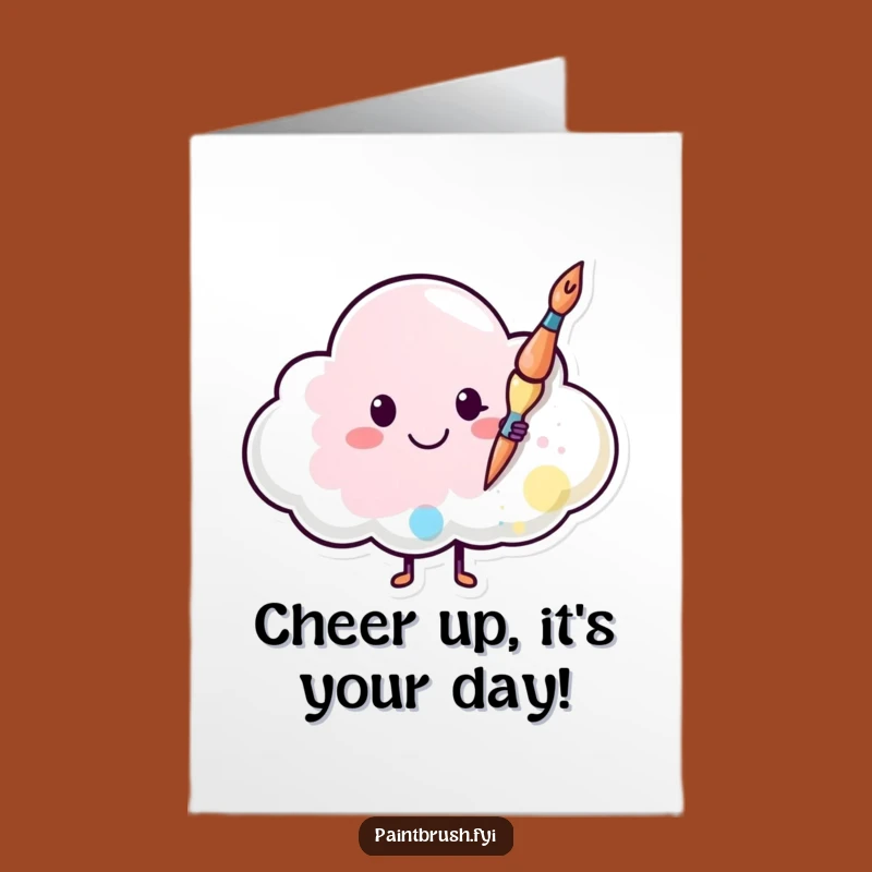 Free Printable Birthday Card: Happy Paintbrush Cloud Smile - Cheerful Downloadable Gift