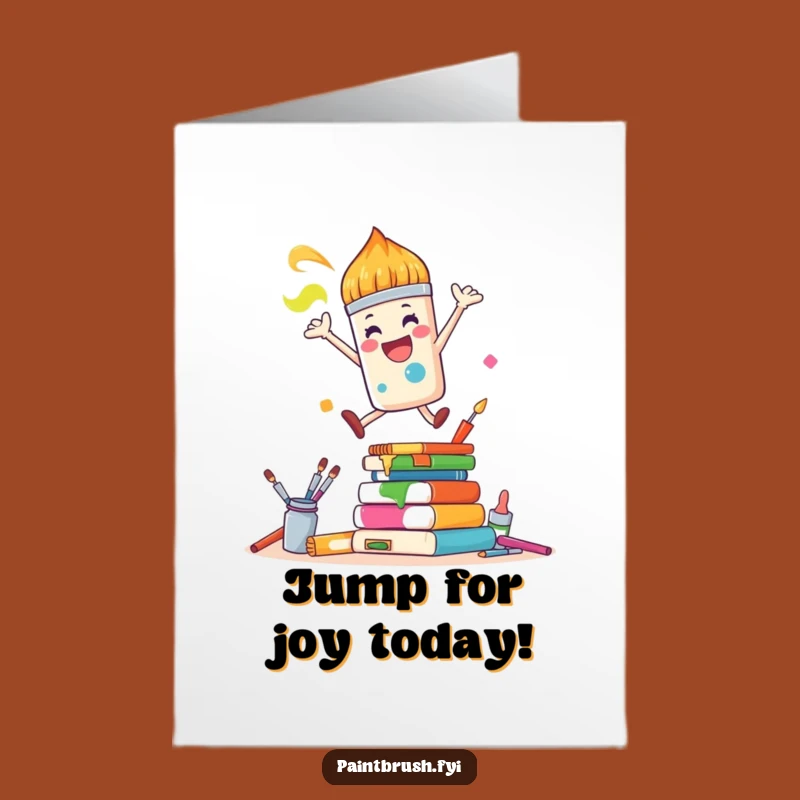 Free Printable Birthday Card: Joyful Paintbrush Leap - Energetic Downloadable Gift