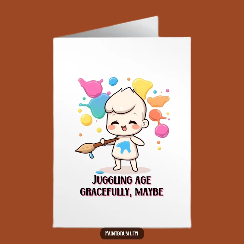 Free Printable Birthday Card: Juggling Paintbrush - Fun DIY Colorful Gift!