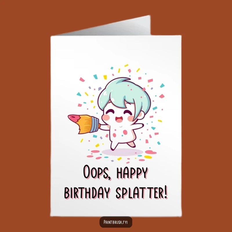 Free Printable Birthday Card: Tripping Paintbrush Confetti Fun!