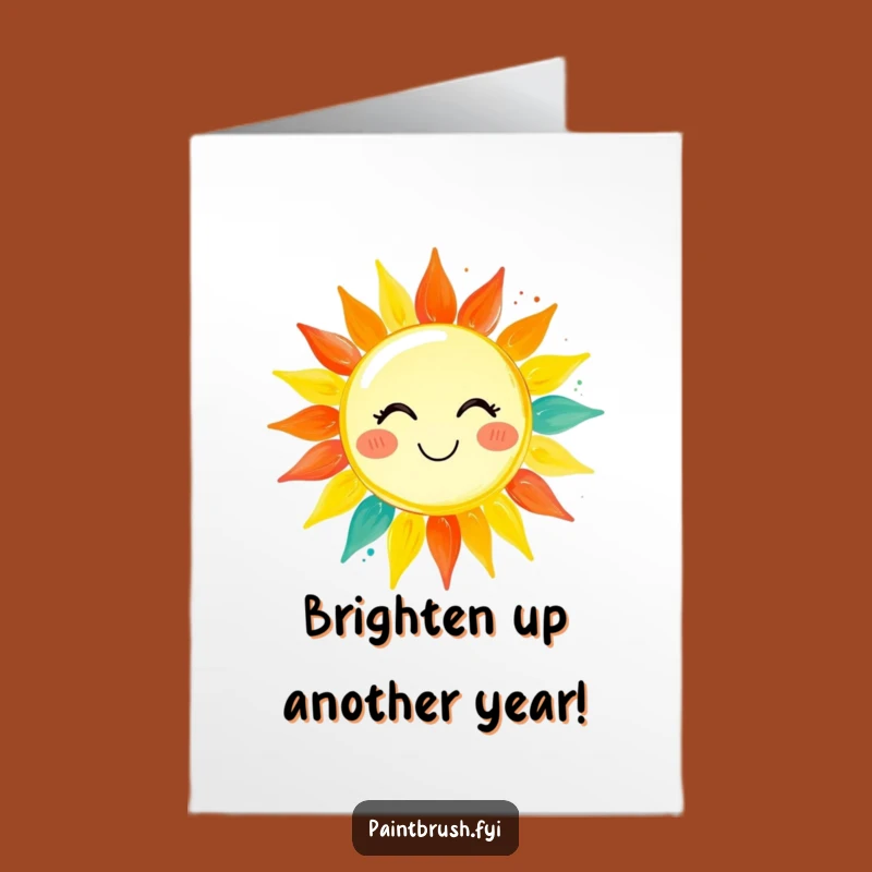 Free Printable Funny Birthday Card: Paintbrush Creates Sunshine, Downloadable Gift