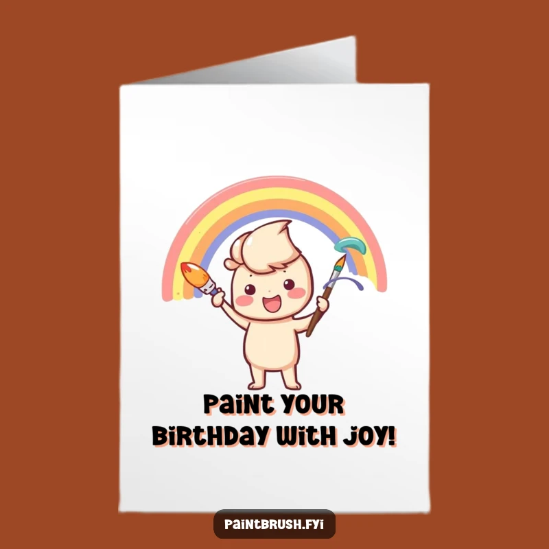 Free Printable Rainbow Birthday Card: Happy Paintbrush, Cheerful DIY Downloadable Gift