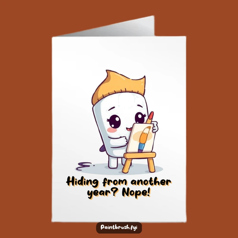 Free Printable Shy Paintbrush Birthday Card - Funny Downloadable Gift for Introverts!