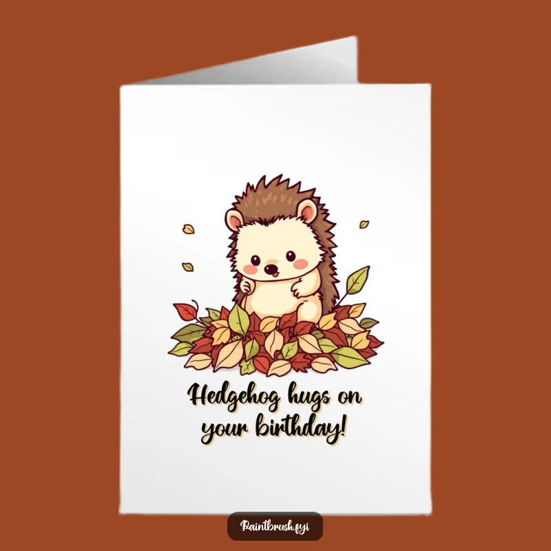 Free Printable Birthday Card: Neat Hedgehog Autumn Tidy Funny Downloadable Gift