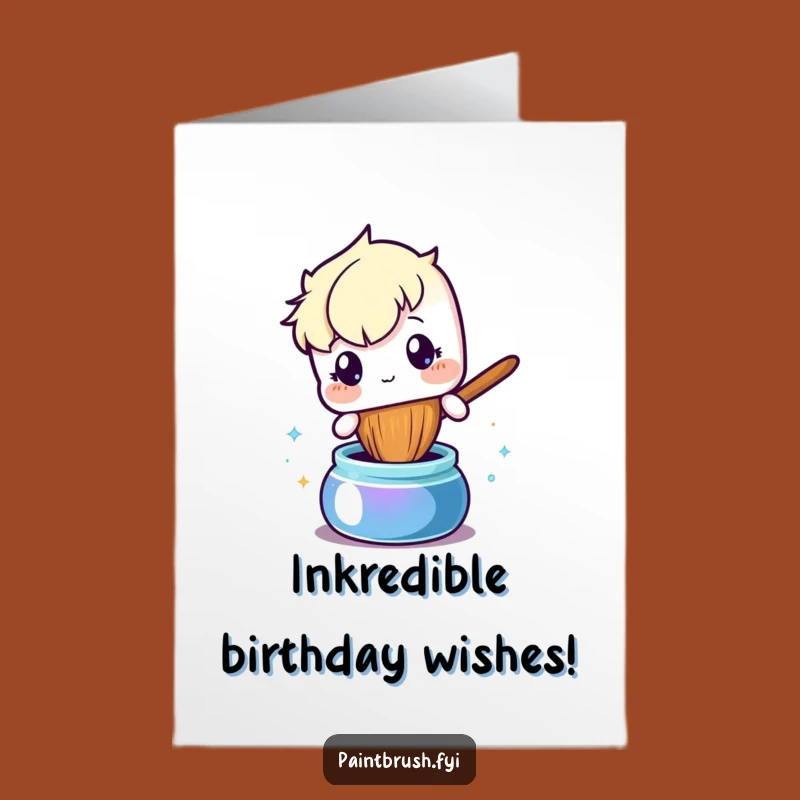 Free Printable Curious Paintbrush Birthday Card - Funny Downloadable Gift for Explorers