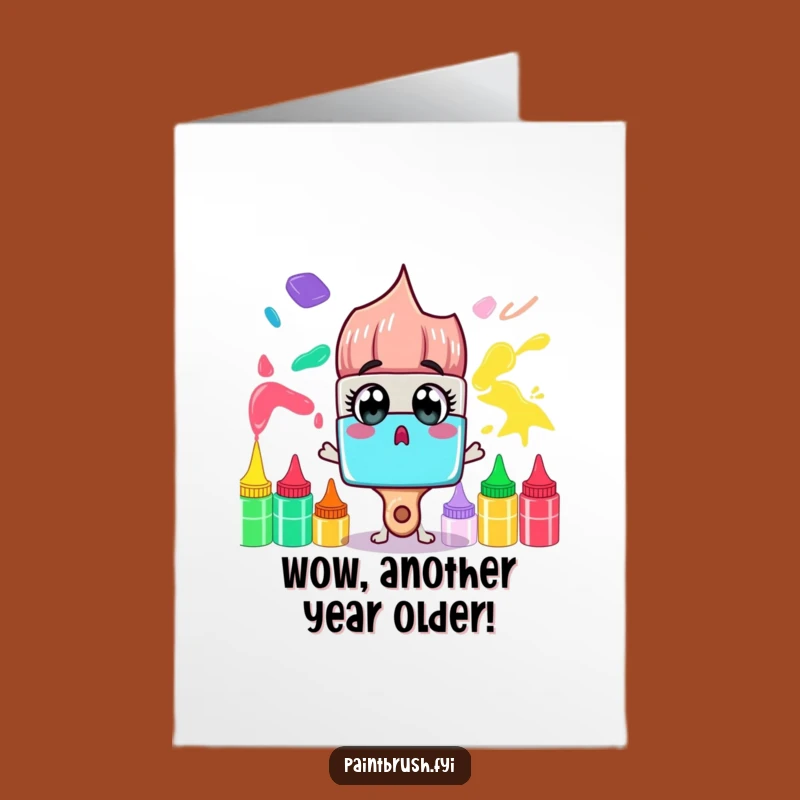 Free Printable Birthday Card: Surprised Paintbrush Art - Amazed Downloadable Gift
