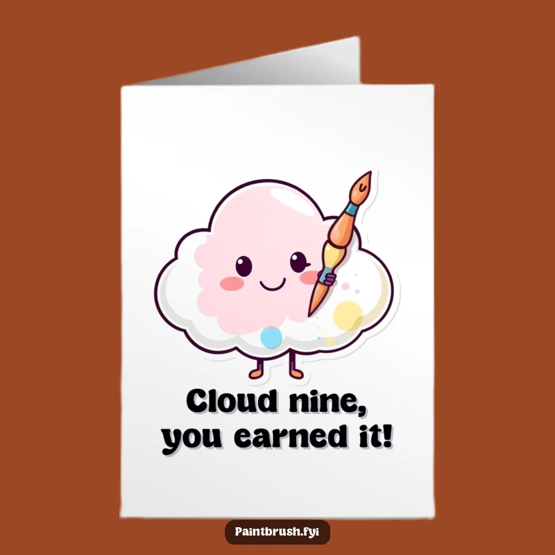 Free Printable Congrats Card: Happy Paintbrush Cloud Art - Joyful Downloadable Greeting
