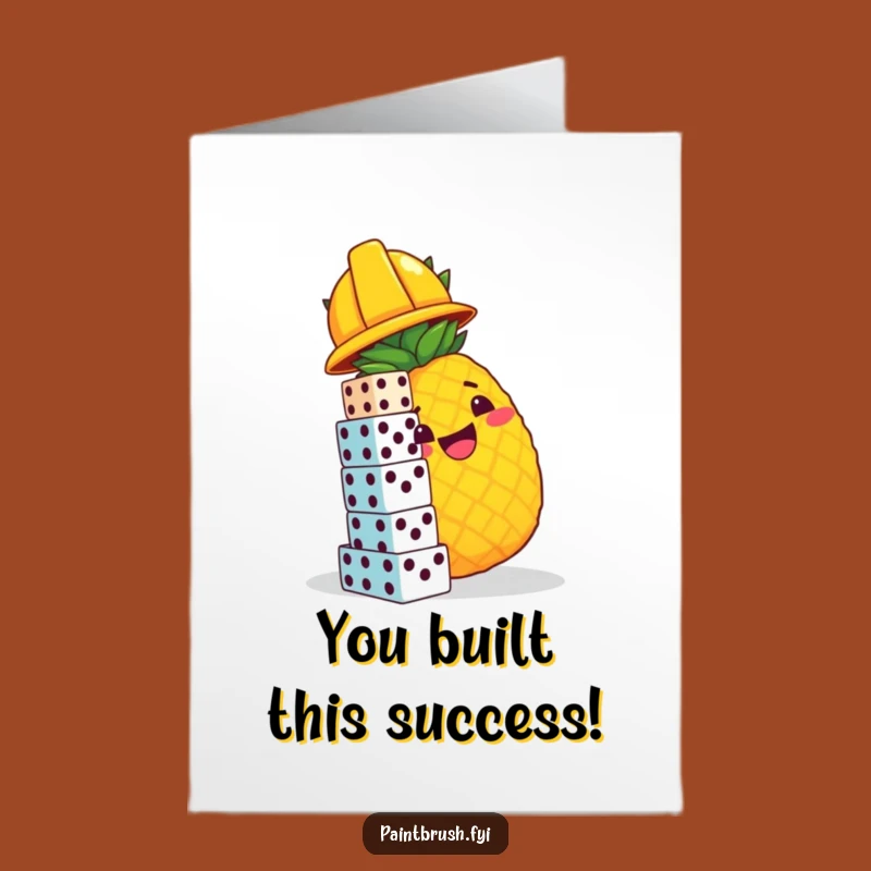 Free Printable Congrats Card: Pineapple Builder Dice Tower Success, Downloadable Humorous Gift