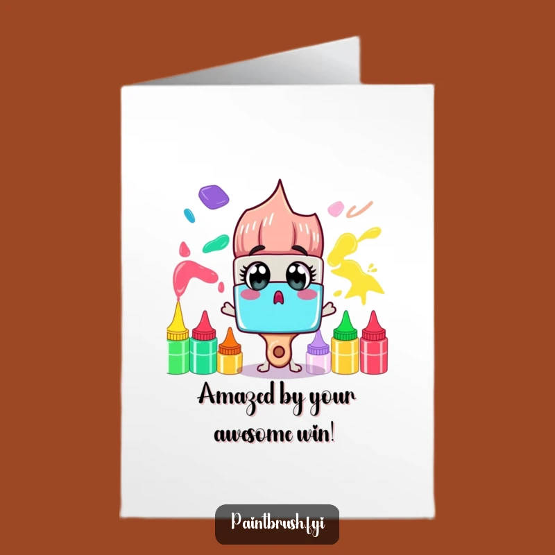 Free Printable Congrats Card: Surprised Paintbrush Tubes - Wow Downloadable Gift