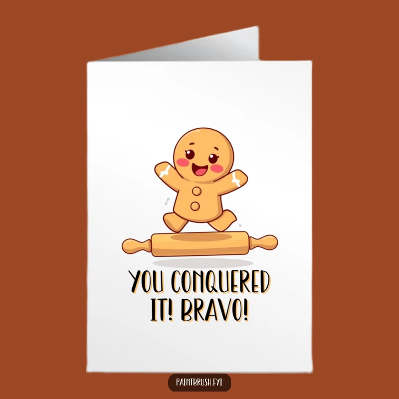Free Printable Congratulations Card: Humorous Gingerbread Cookie Leap for Joy Downloadable Gift