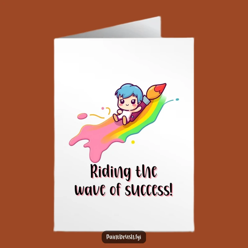 Free Printable Rainbow Paintbrush Congrats Card - Funny Downloadable Gift for Bright Success!