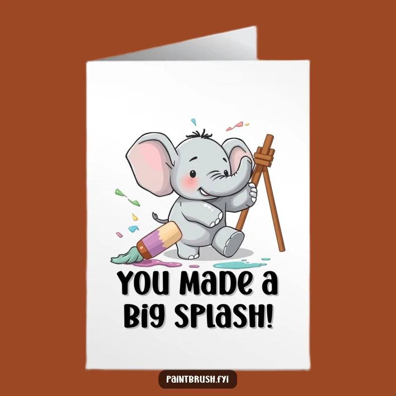 Free Printable Elephant Art Card: Funny Downloadable Messy Congrats for Big Moments