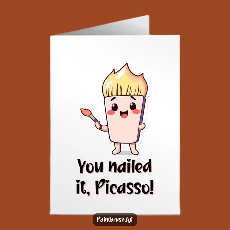 Free Printable Congrats Card: Silly Paintbrush Character Celebration