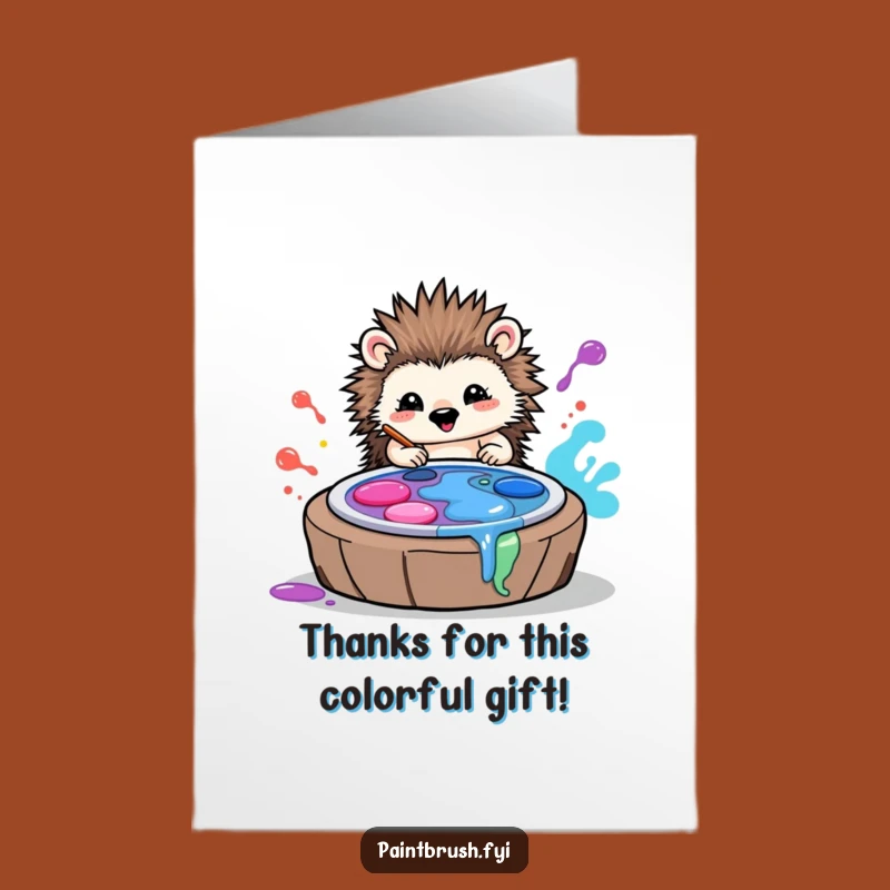 Free Printable Artistic Hedgehog Thank You Card: Funny Downloadable Art for Gratitude