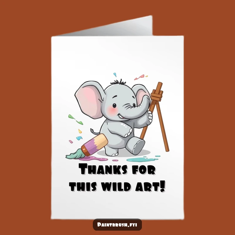 Free Printable Elephant Art Thank You Card: Funny Downloadable Messy Gratitude