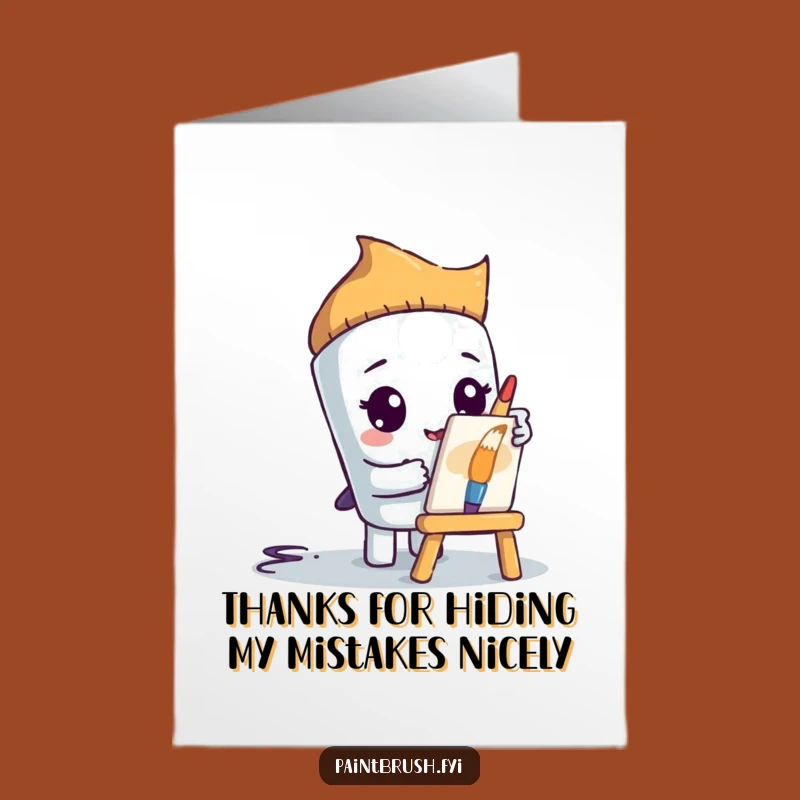Free Printable Shy Paintbrush Thank You Card - Downloadable Humorous Gift for Appreciative Artists!