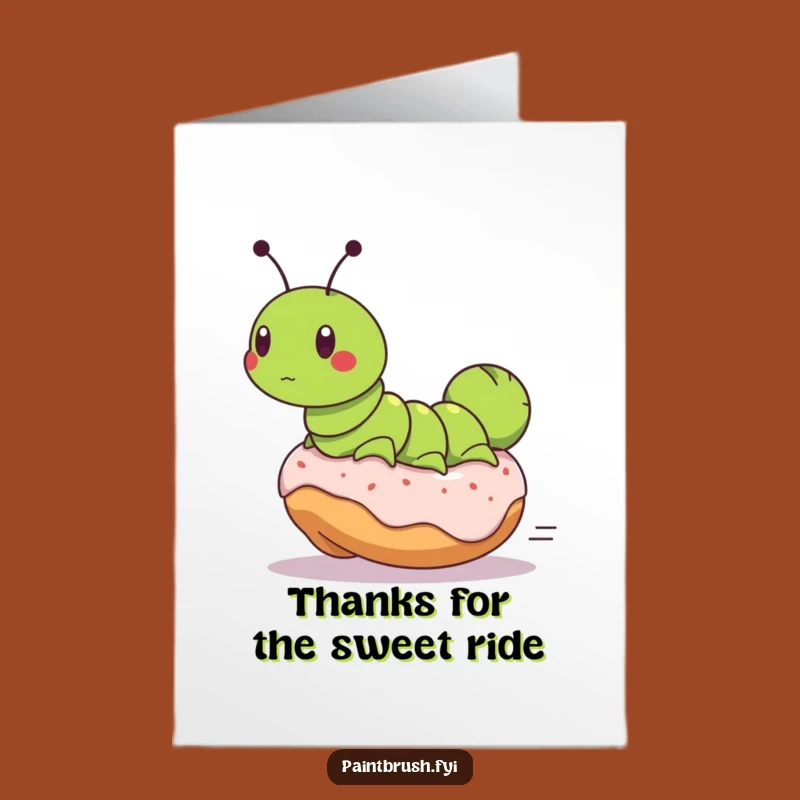 Free Printable Thank You Card: Caterpillar Donut Chase Gratitude, Funny Downloadable