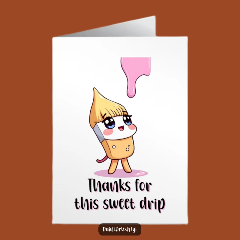 Free Printable Thank You Card: Curious Paintbrush Drip - Whimsical Gratitude Downloadable