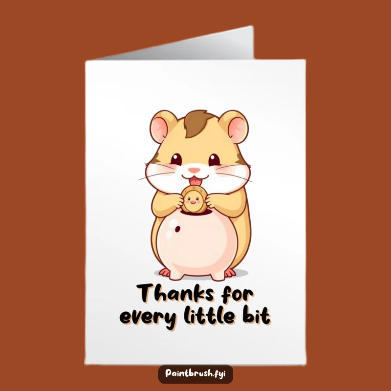 Free Printable Thank You Card: Hamster Saving Coin, Funny Downloadable Gift