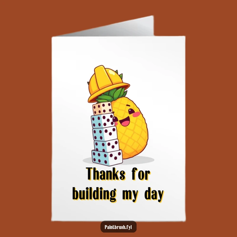Free Printable Thank You Card: Pineapple Construction Worker Dice Tower Gratitude, Funny Downloadable