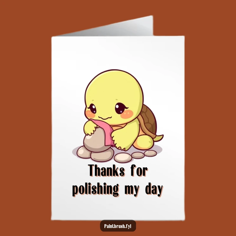 Free Printable Thank You Card: Polishing Turtle, Funny Downloadable Gift of Appreciation