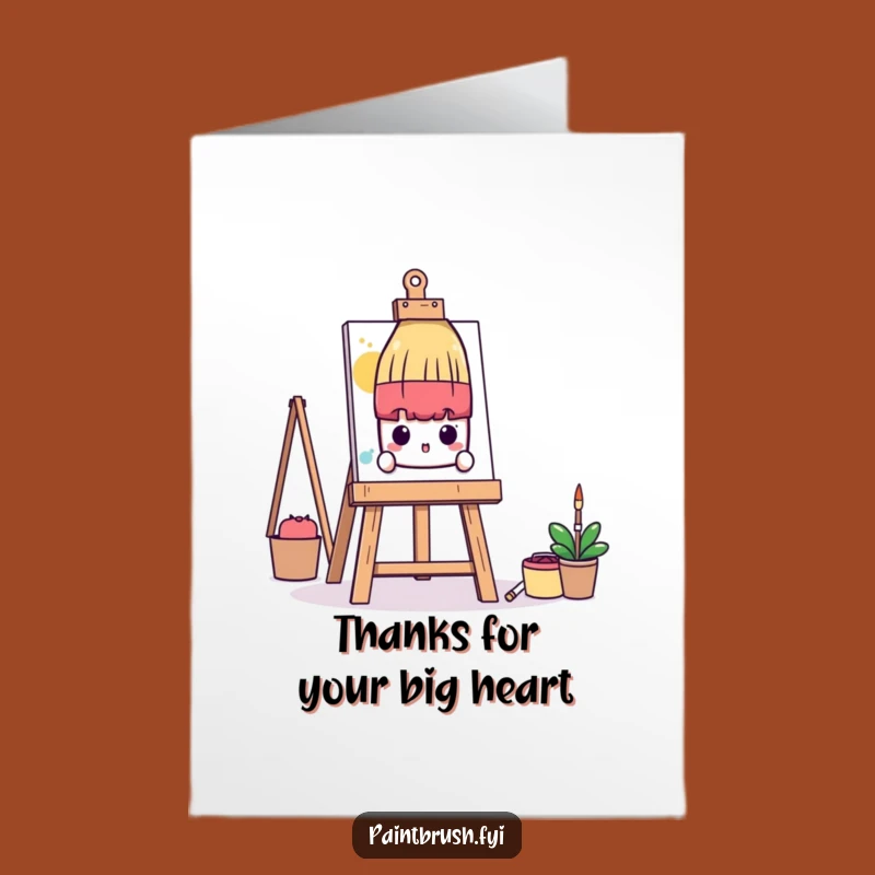 Free Printable Thank You Card: Shy Paintbrush Easel Art - Kind Humorous Downloadable Gift