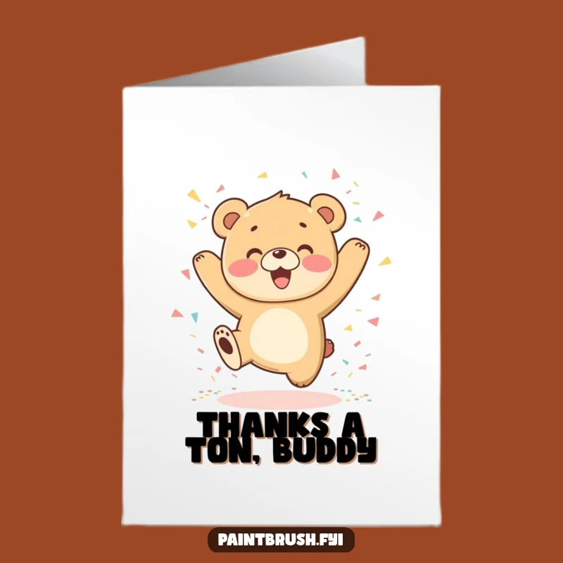 Free Printable Thank You Card: Grateful Bear Cub for a Sweet Downloadable Gift