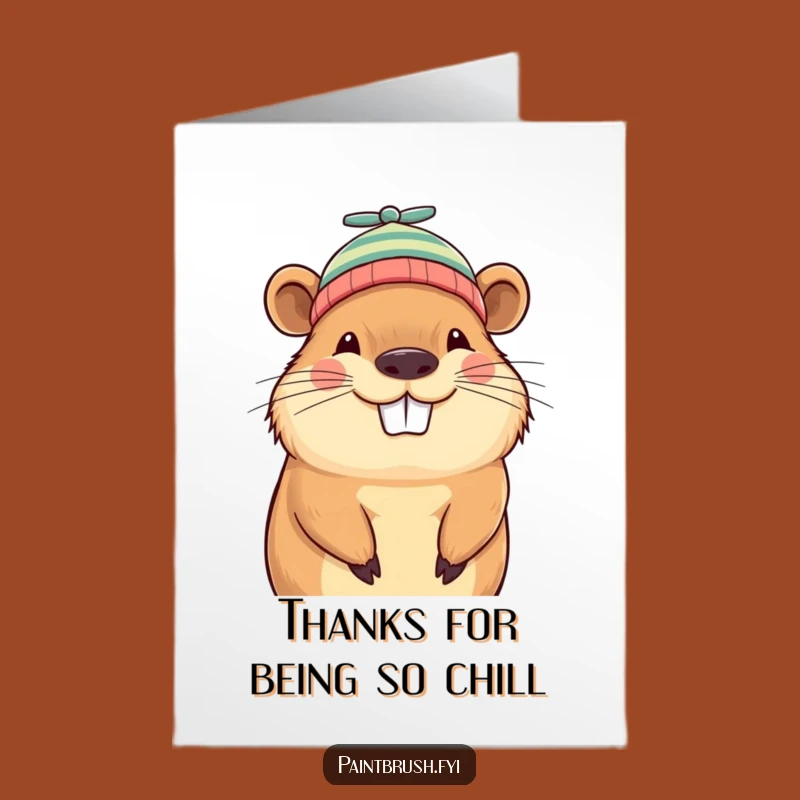 Free Printable Thank You Card: Capybara Fun Beanie DIY Downloadable Gift