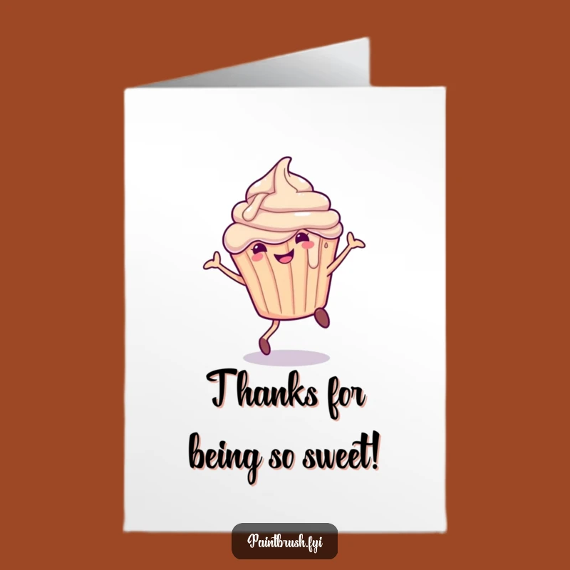 Free Printable Cartwheel Cupcake Thank You Card: Funny Sweet Gratitude Gift