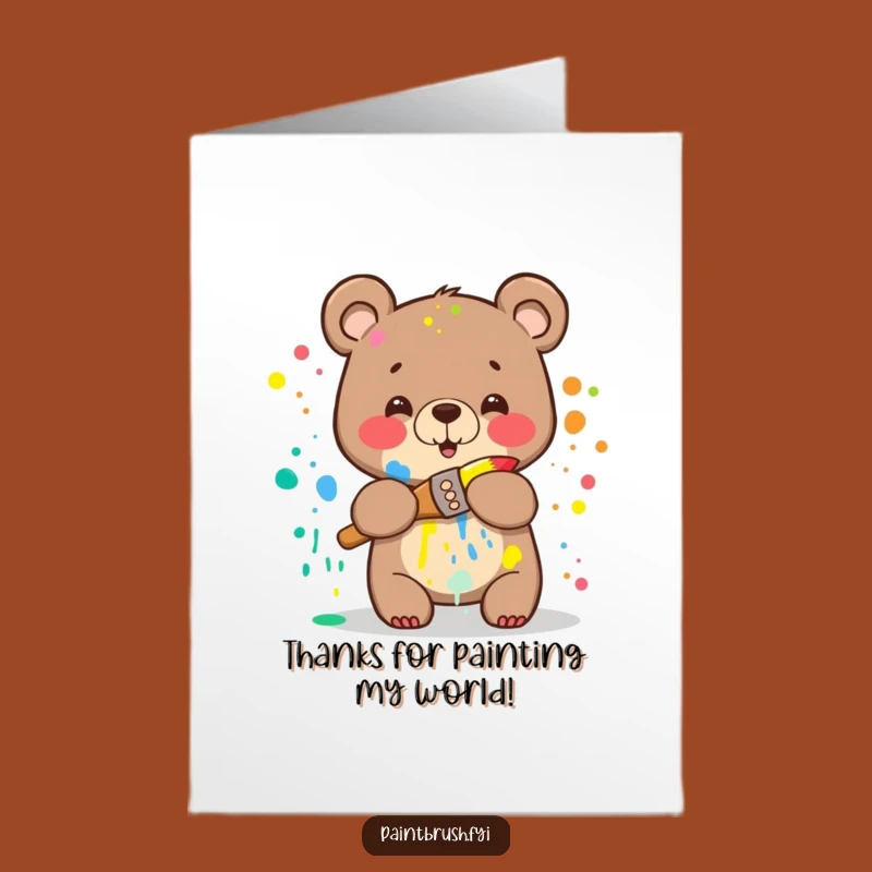 Free Printable Thank You Card: Paint Bear, Grateful Hug, Funny DIY Gift