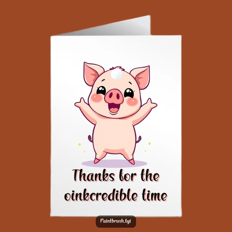 Free Printable Thank You Card: Dancing Pig for a Funky Downloadable Gift