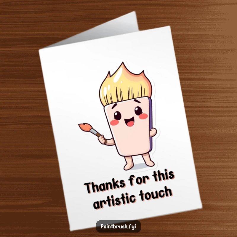 Funny free printable thank you card featuring a paintbrush character making a hilarious face, expressing thanks.