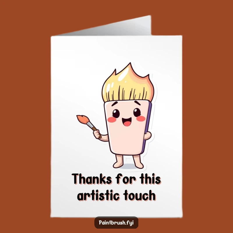 Free Printable Thank You Card: Silly Paintbrush Expressing Gratitude